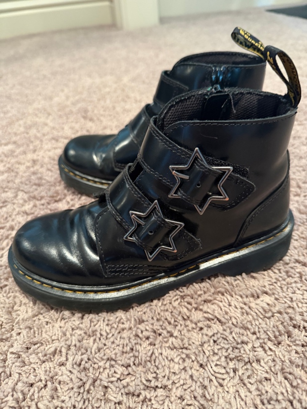 Dr doc martens Devon bex girls star buckle size zip black combat boots size 4